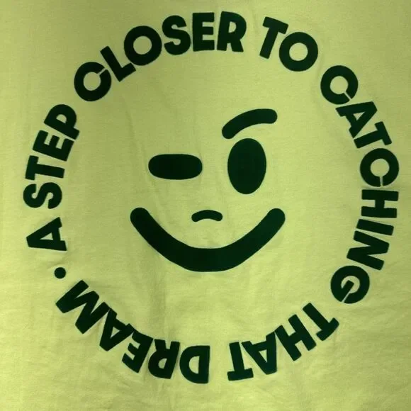 Zara Men's Tshirt LG Winky‎ Face Neon Green Party Leisure - Picture 6 of 8